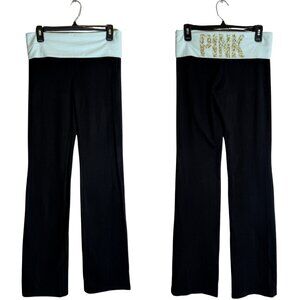 Y2K Victoria's Secret Pink Yoga Foldover Leggings Women's Medium Tall Bedazzled